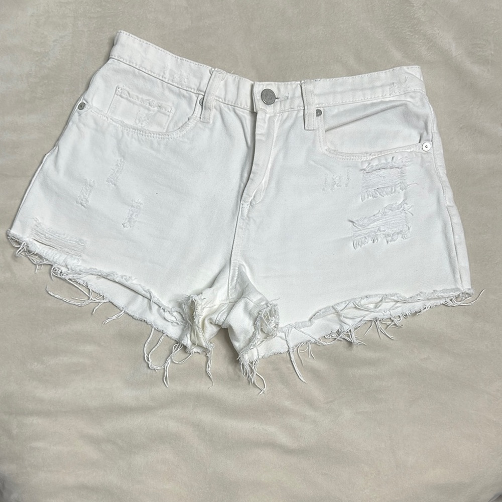 Blank NYC White Distressed Jean Shorts